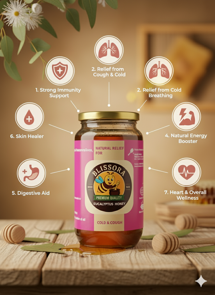 Blissora Eucalyptus Honey - 1kg Packaging